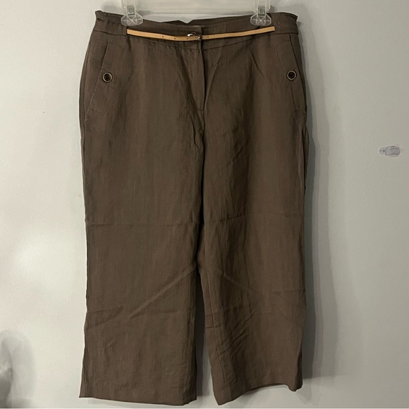 Sandro Paris Luxury Cropped Pants Lightweight Soft Flowy Size 12 Wide Leg Pocket - Picture 1 of 14